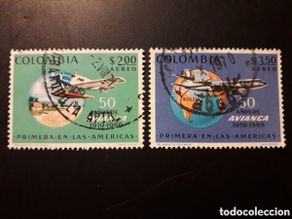 Selos: COLOMBIA YVERT A-500/01 SERIE COMPLETA USADA 1969 AVIONES, AVIACIÓN MAPAS PEDIDO MÍNIMO 3€